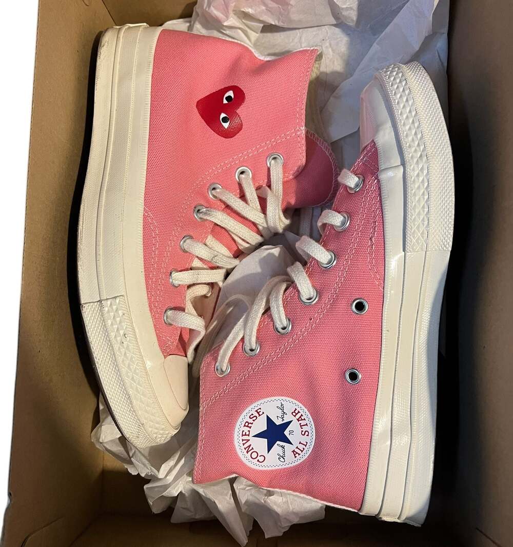 Converse x Comme des Garçons PLAY Chuck 70 High Bright Pink Sneakers